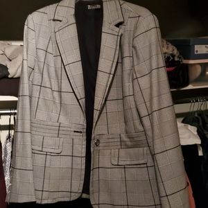 Black and white plaid blazer